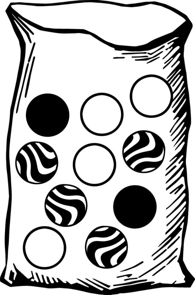 zak met tien knikkers wijnoogst illustratie. vector