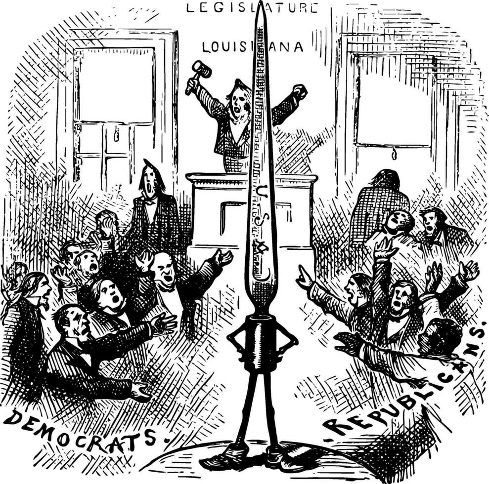Louisiana's krijgshaftig wet in 1875 wijnoogst illustratie vector