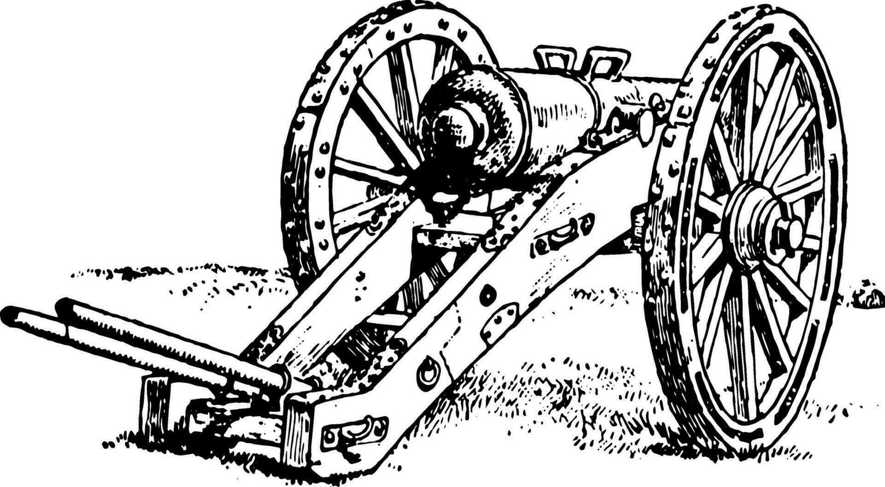 kanon gebruikt Bij de tijd van de Amerikaans revolutie, wijnoogst illustratie. vector