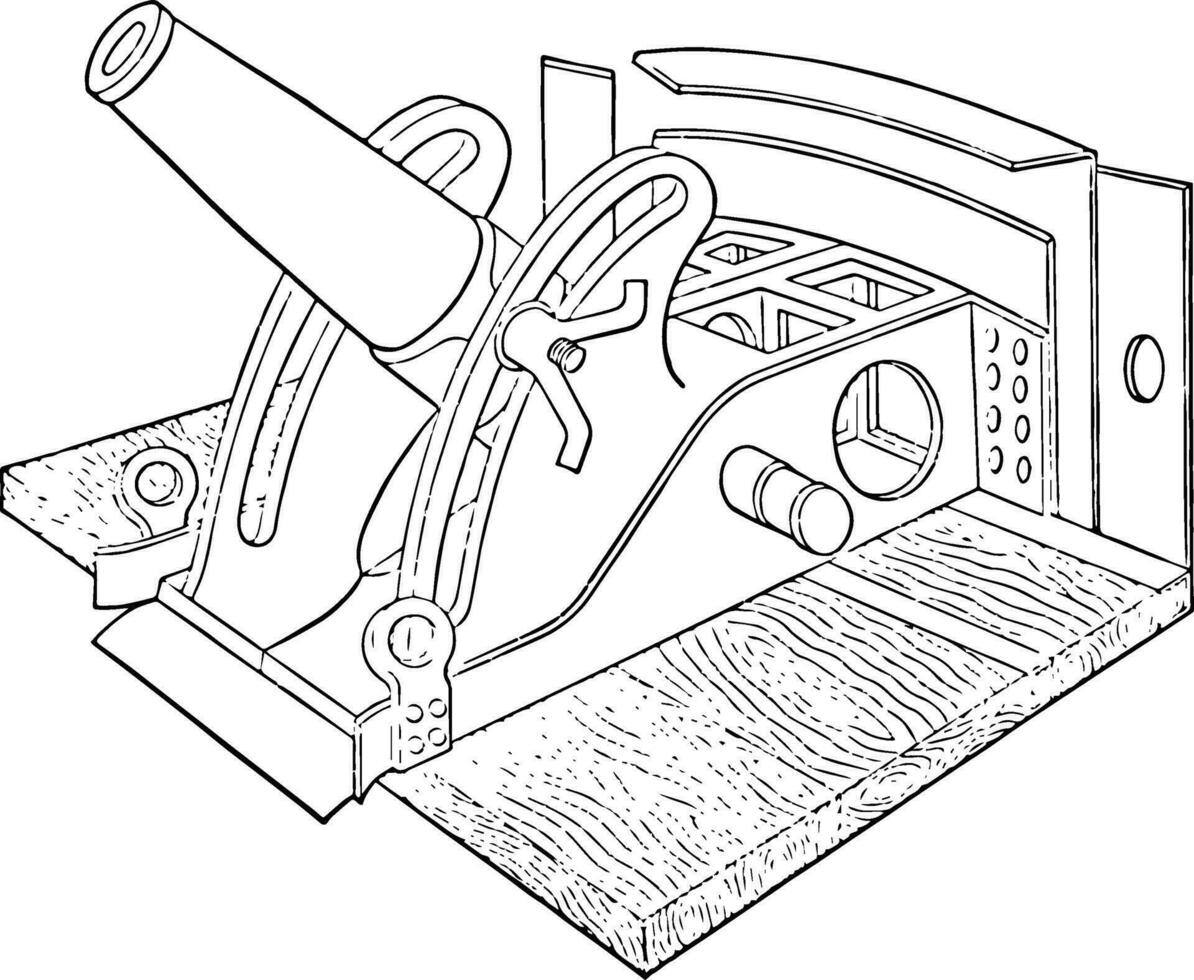 gemonteerd staal Mortier, wijnoogst illustratie. vector