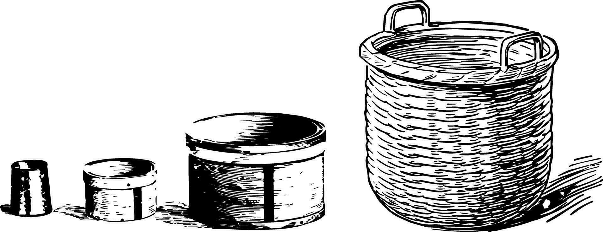 pint, kwart, pikken, bushel wijnoogst illustratie. vector