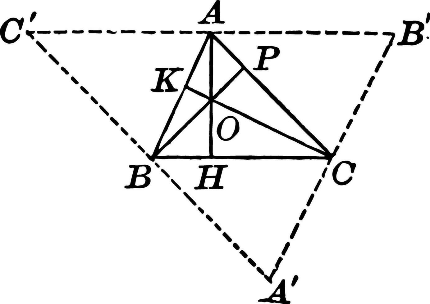 orthocentrum van driehoekc wijnoogst illustratie. vector