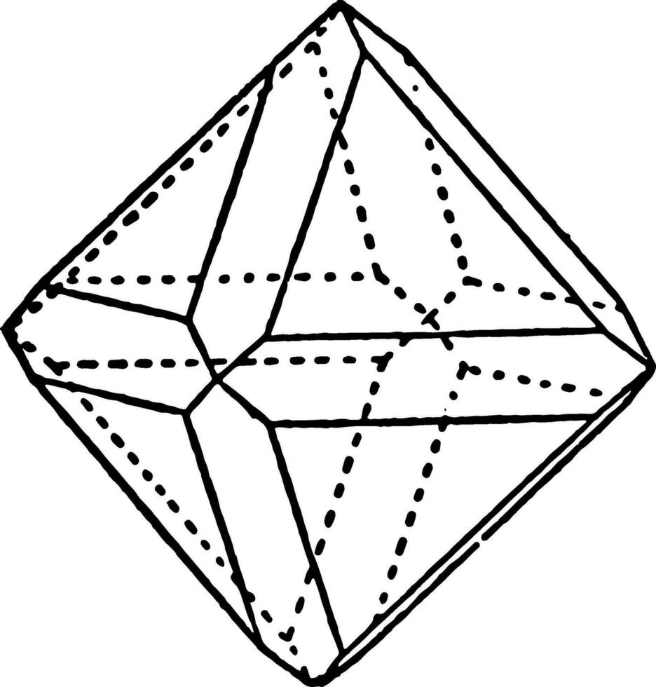 combinatie van ruitvormig dodecaëder en octaëder wijnoogst illustratie. vector