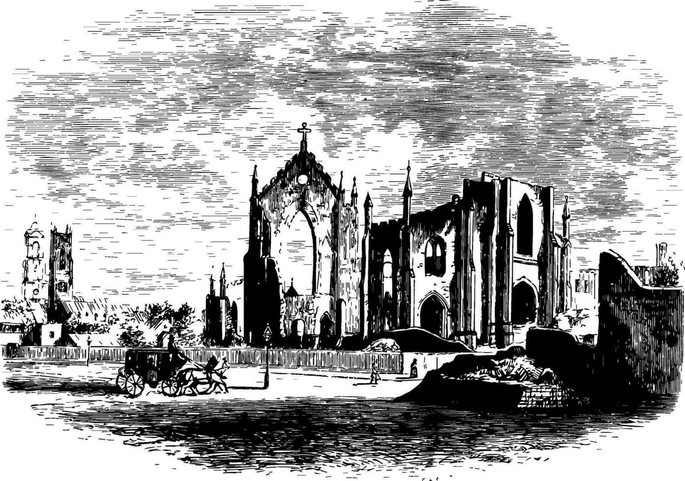 kerk ruïnes wijnoogst illustratie vector