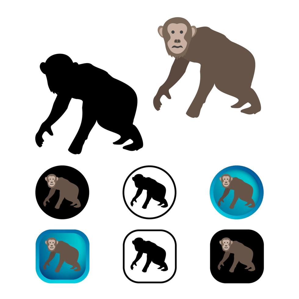 platte chimpansee dier icoon collectie vector