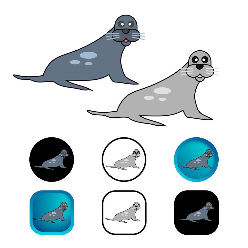 platte zoogdier zeehond icoon collectie vector