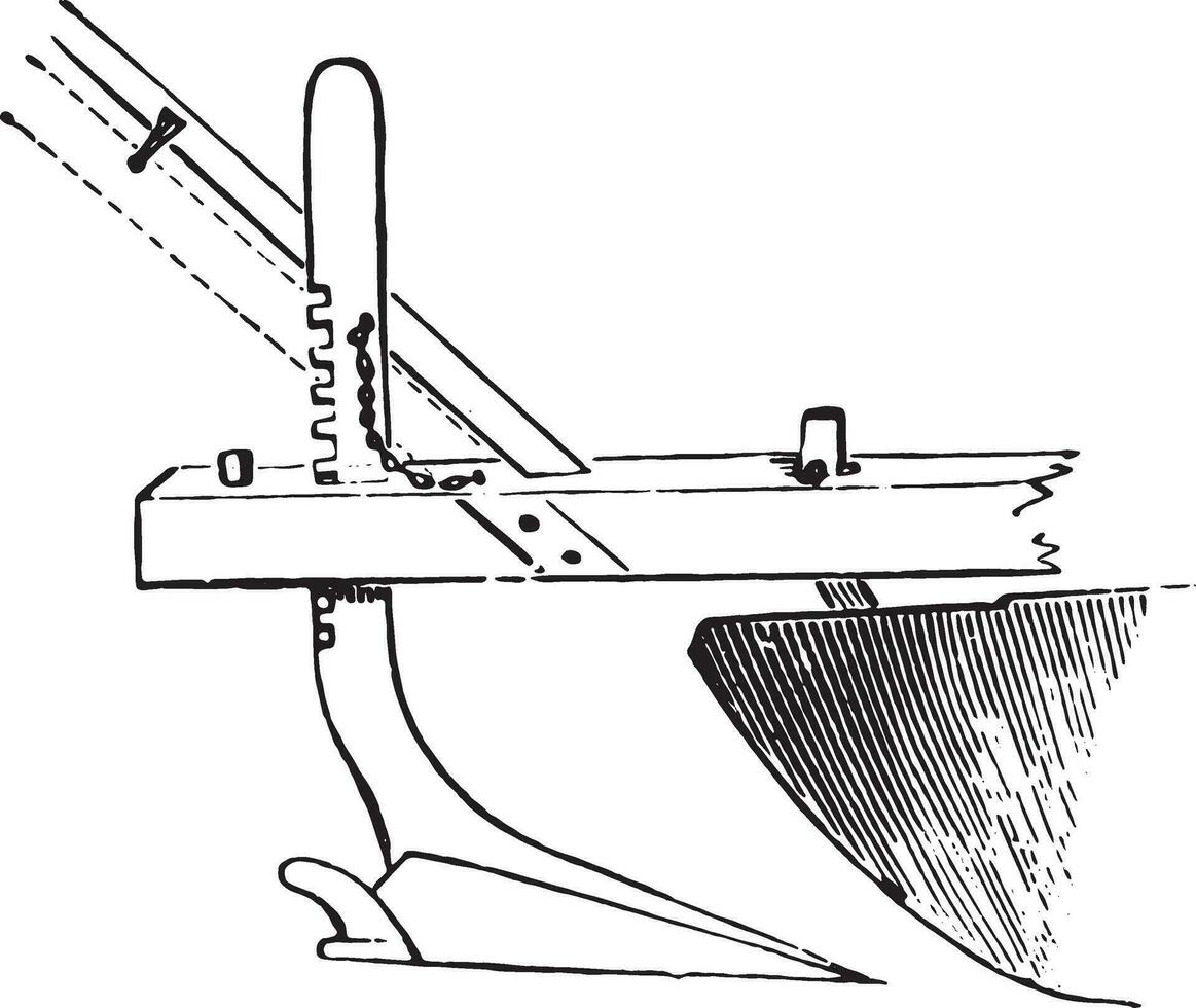 bijlage of ploeg onder de beitel ploeg grignon, wijnoogst gravure. vector