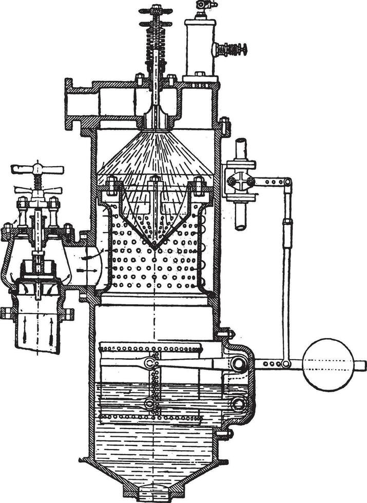 kachel stuw, wijnoogst gravure. vector