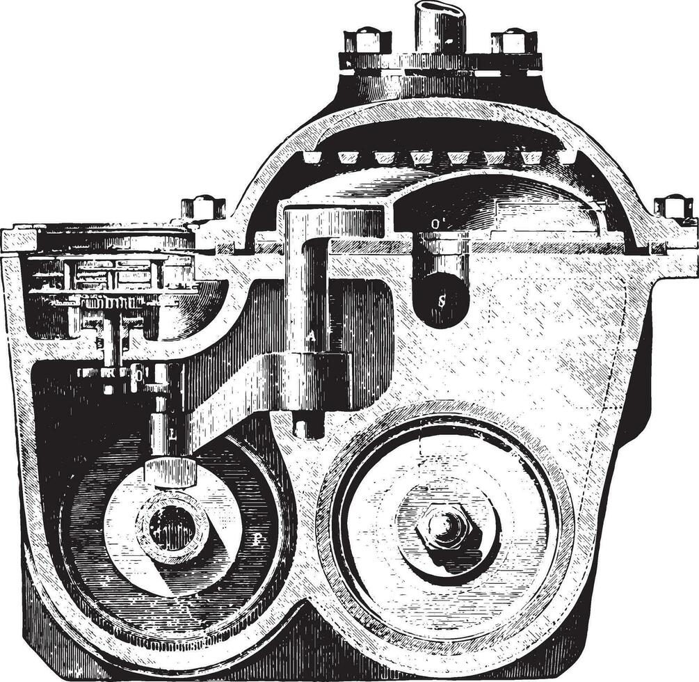 meter Frager, verticaal sectie, wijnoogst gravure. vector