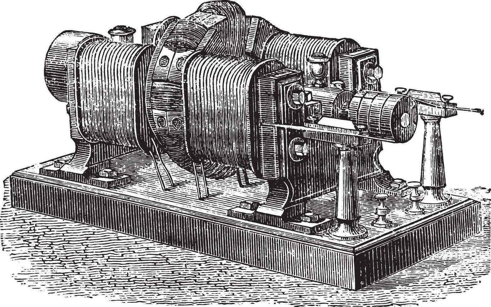 dynamo borstel, wijnoogst gravure. vector