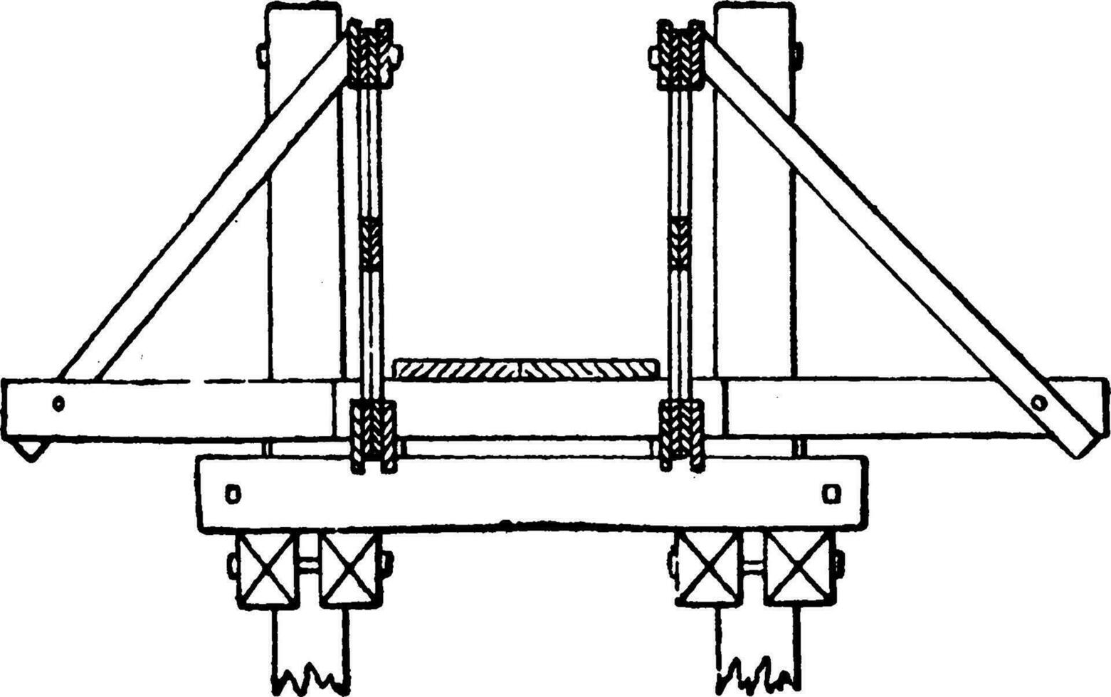 kruis sectie van de brug van pont sint michel, wijnoogst gravure. vector