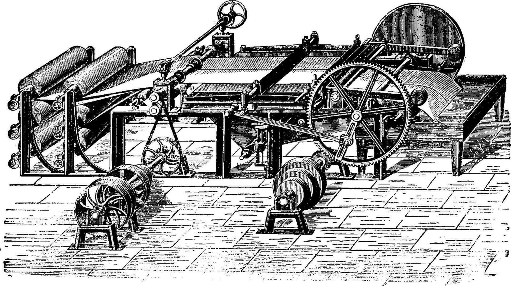 snijdend machine in de lengte en dwars, wijnoogst gravure. vector