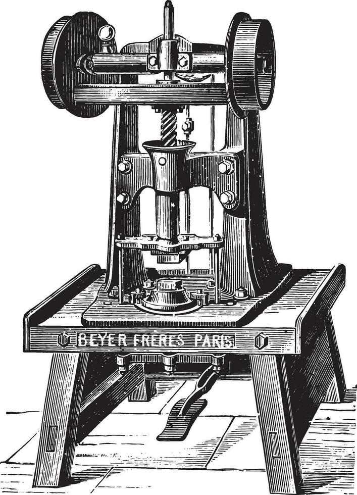 automatisch machine voor stempelen zeep bars, wijnoogst gravure. vector