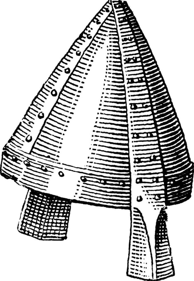 norman helm of galea wijnoogst gravure vector
