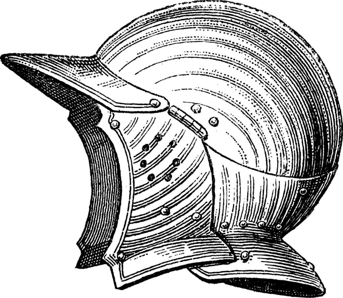 pot hoofd of helm wijnoogst gravure vector