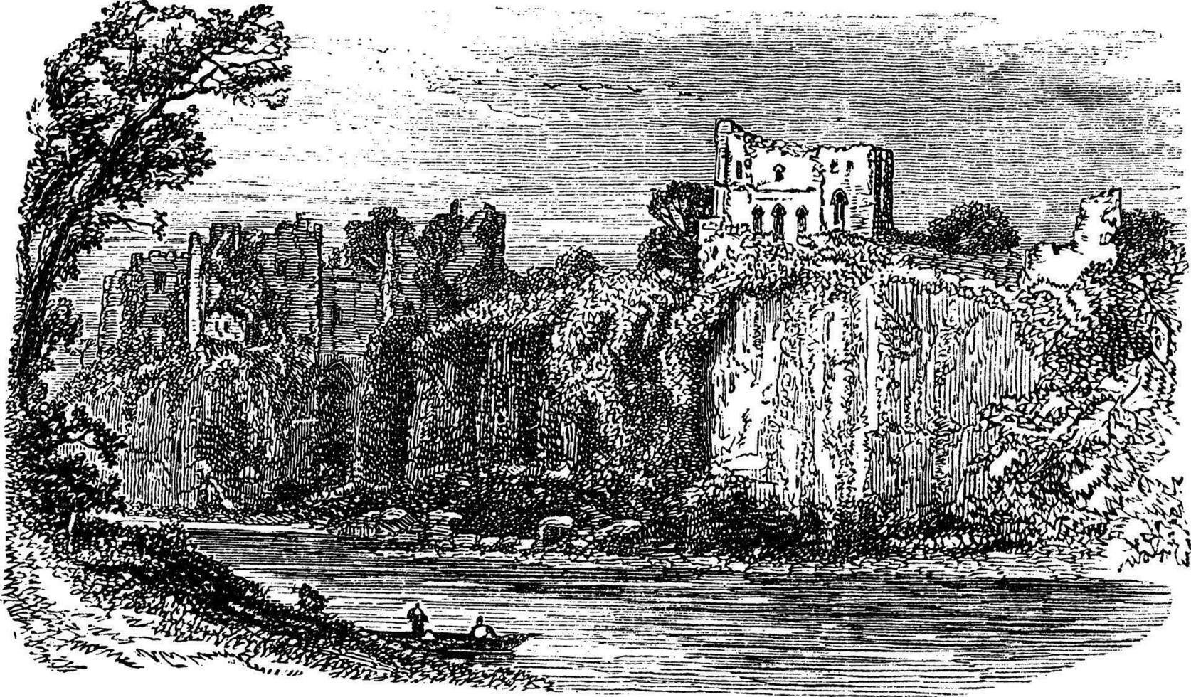 chepstow kasteel, in Monmouthshire, Wales, gedurende de jaren 1890, wijnoogst gravure vector