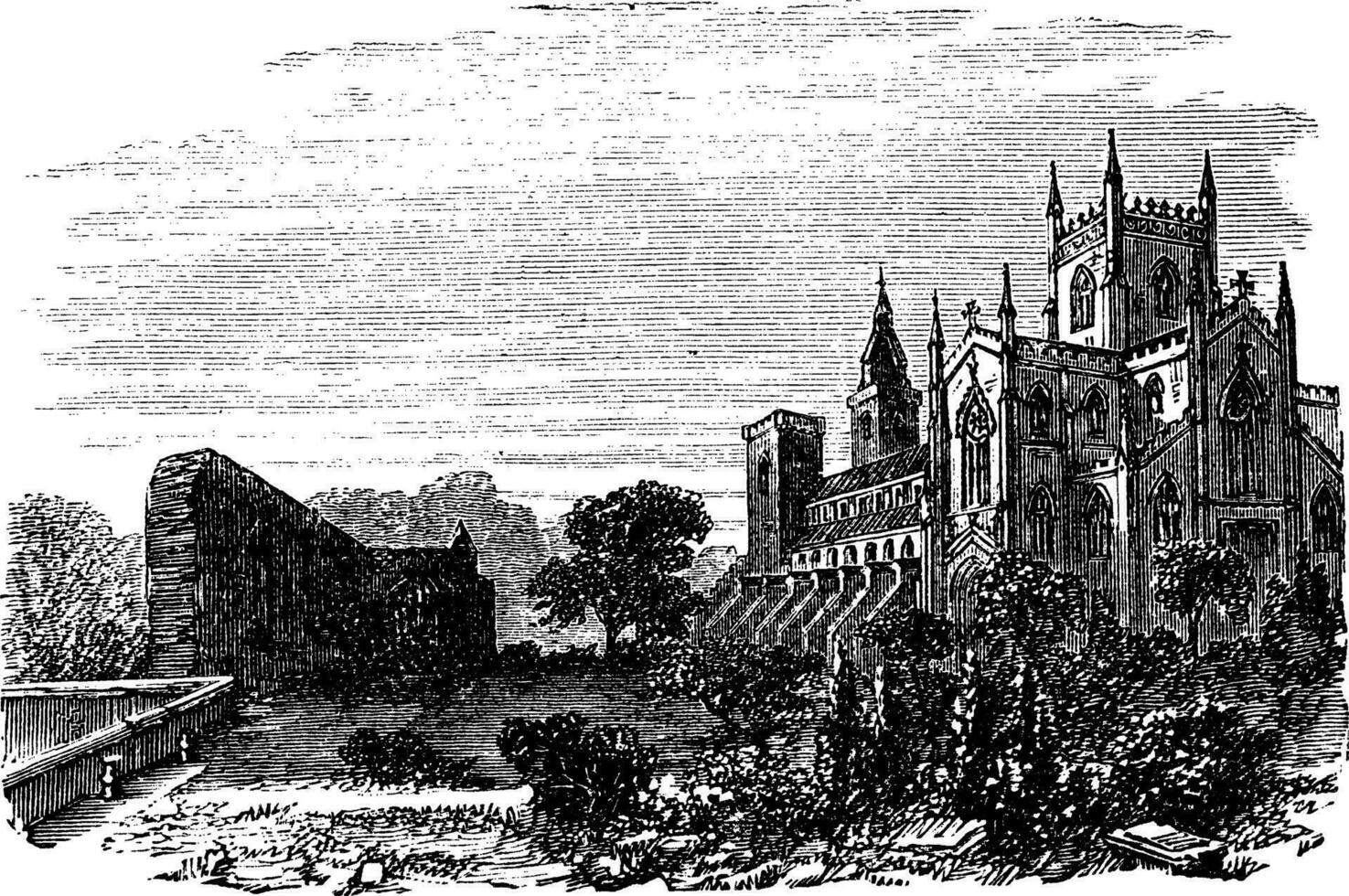 dunfermline in fife, Schotland, wijnoogst gravure vector