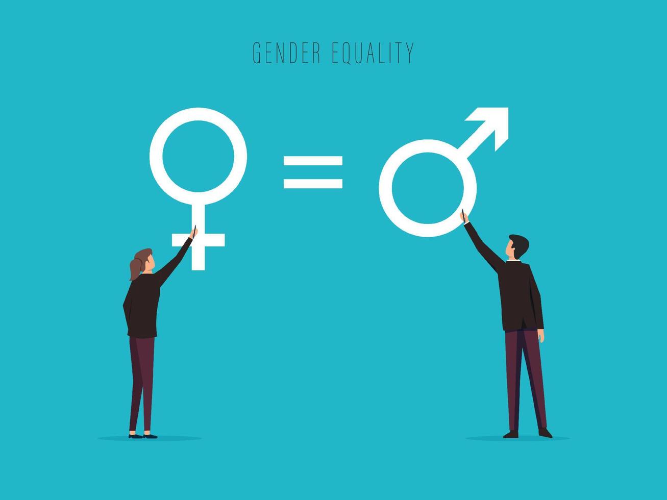 gendergelijkheid concept, mannelijke en vrouwelijke tekening gender symbolen vector illustratie