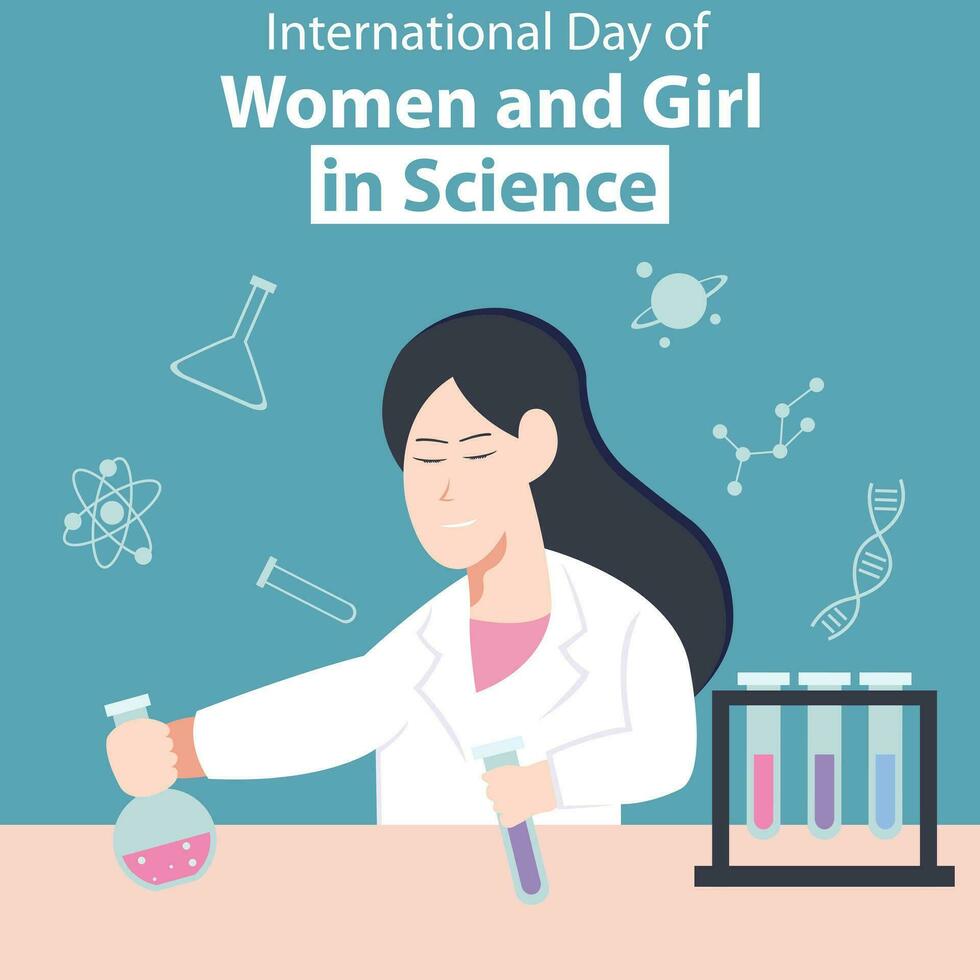 illustratie vector grafisch van een vrouw aan het doen een experiment in de laboratorium, perfect voor Internationale dag, Dames en meisje in wetenschap, vieren, groet kaart, enz.