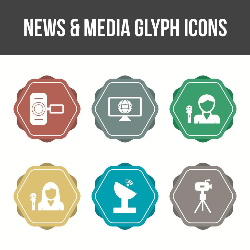 unieke nieuws en media vector icon set