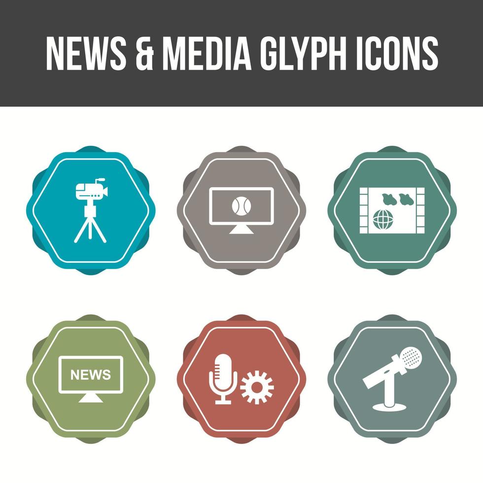 unieke nieuws en media vector icon set