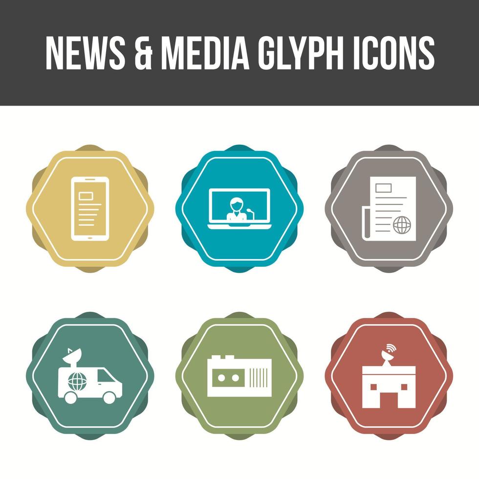 unieke nieuws en media vector icon set