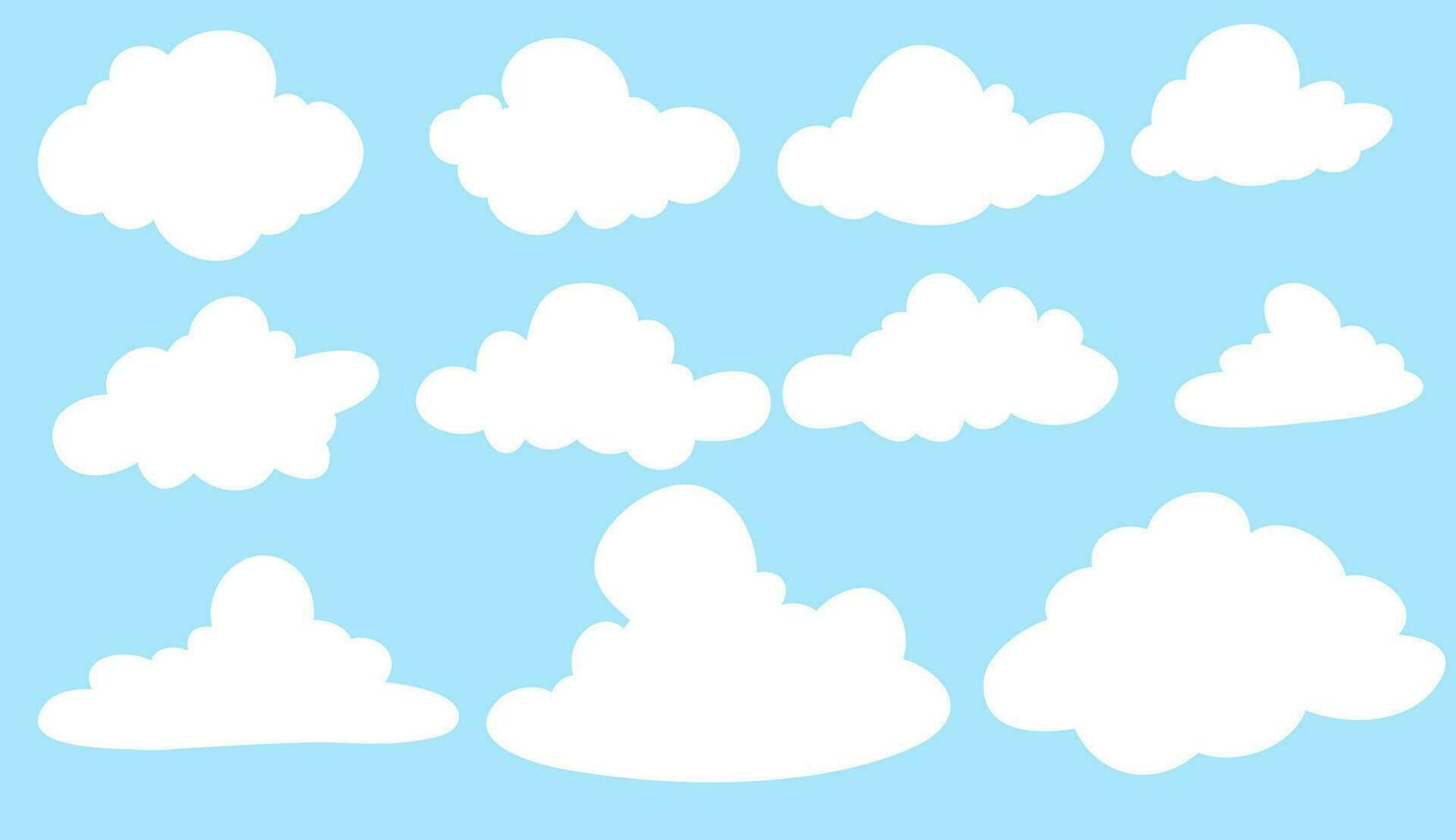 reeks van wolken Aan een blauw achtergrond vector