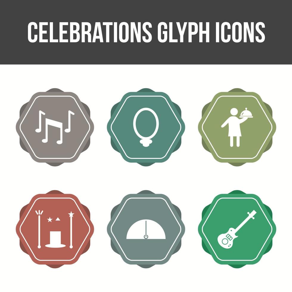 unieke viering glyph vector icon set