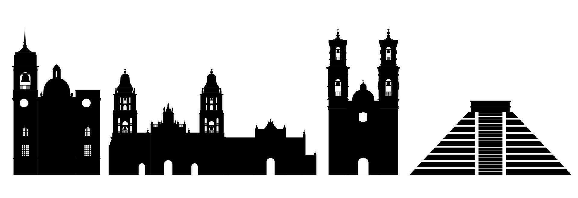 silhouet van Mexico oriëntatiepunten, vector illustratie