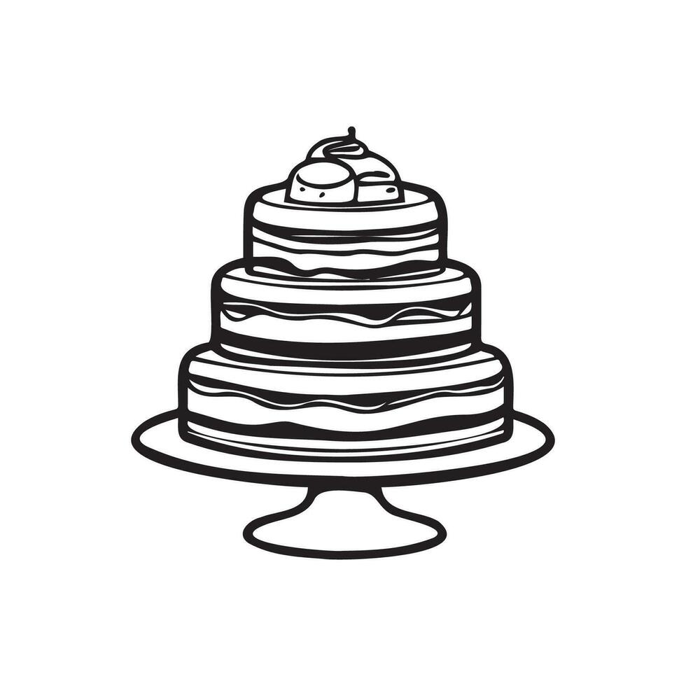 taart tekening icoon - taart, plak, bakkerij, snoepgoed, Pasen, deel, vruchten. dun lijn kunst over toetje producten. vector