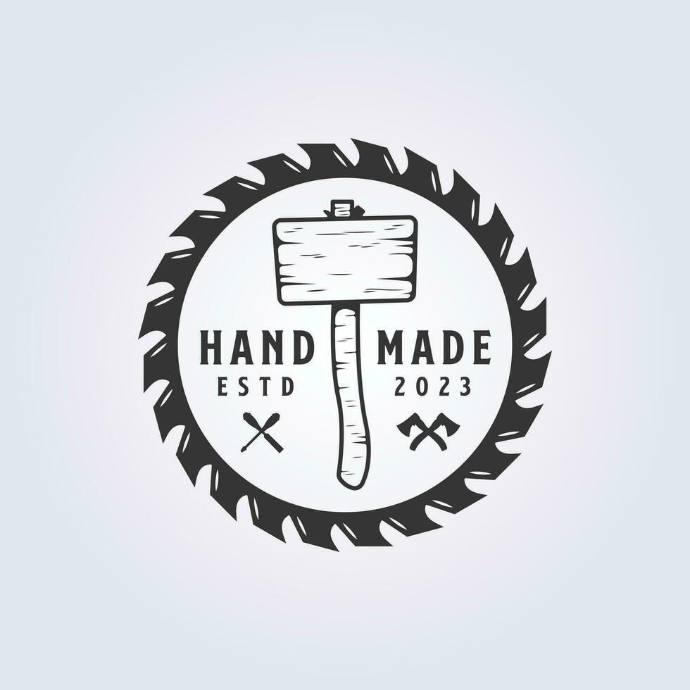 hamer en snel zag logo wijnoogst vector illustratie ontwerp voor timmerwerk