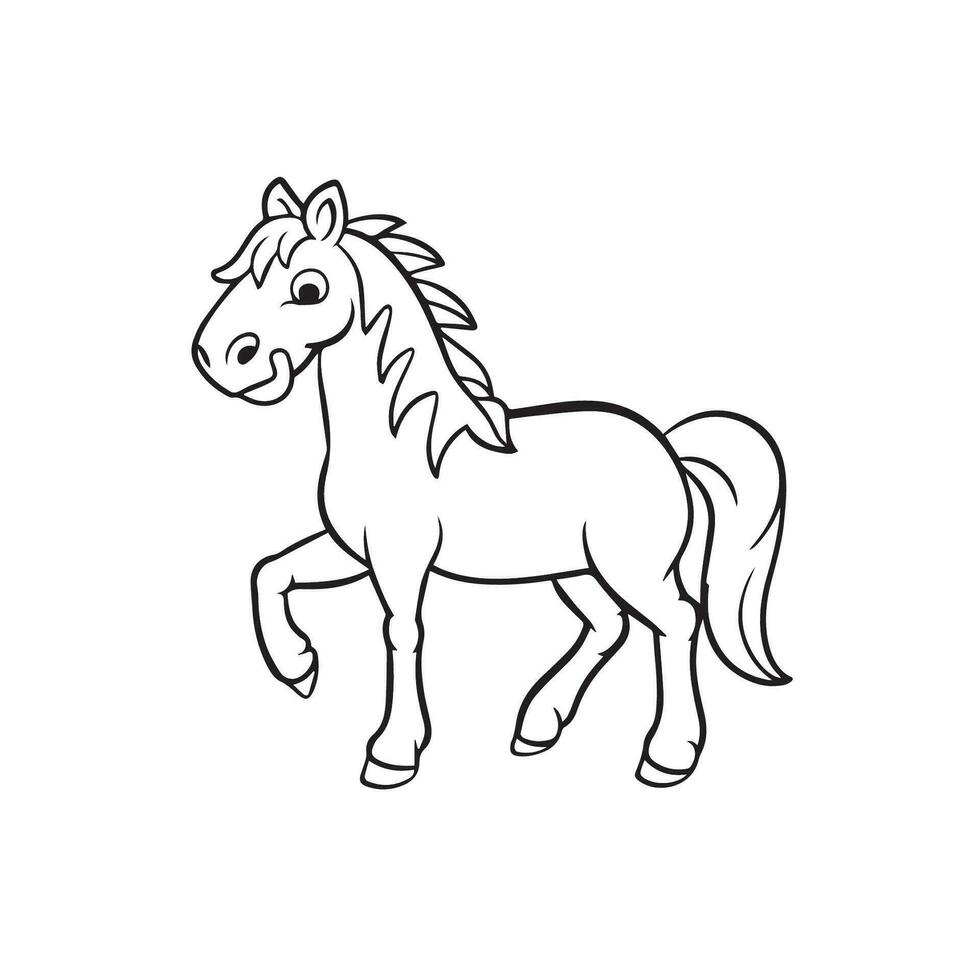 karton paard, zwart en wit illustratie, en kleur bladzijde Aan een wit achtergrond. lijn tekening stijl vector