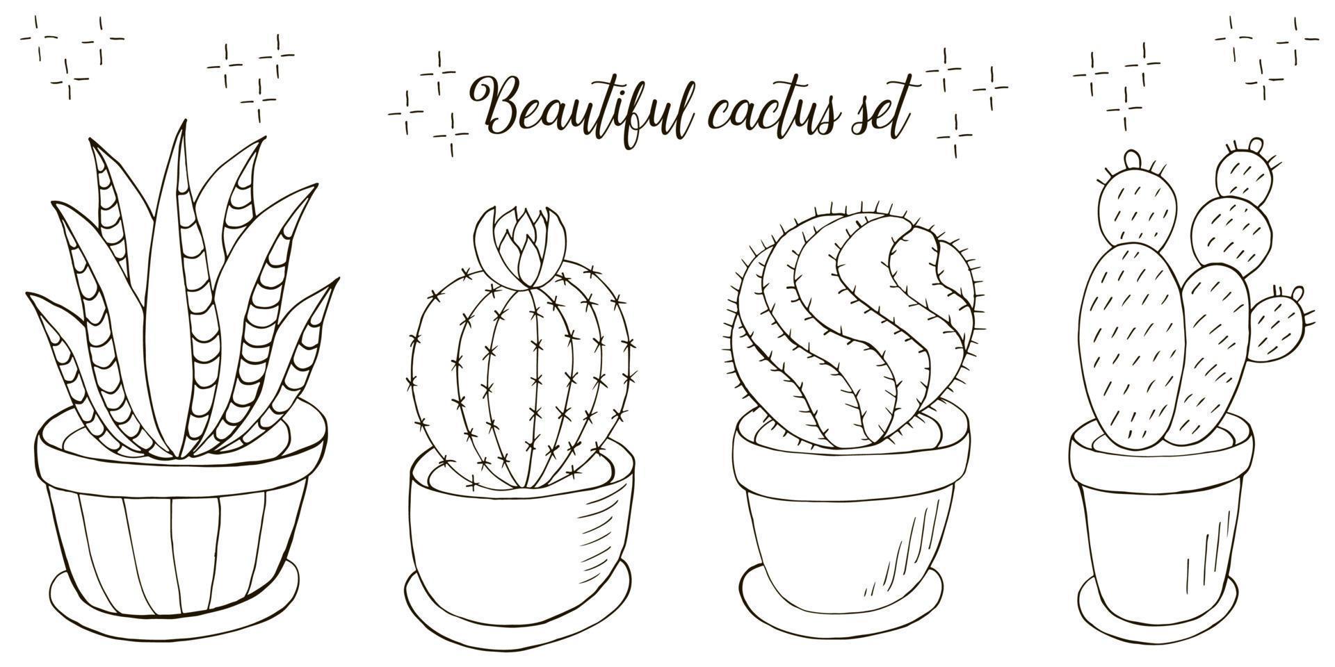 kleur illustratie. cactussen, aloë, vetplanten. decoratieve natuurlijke elementen vector