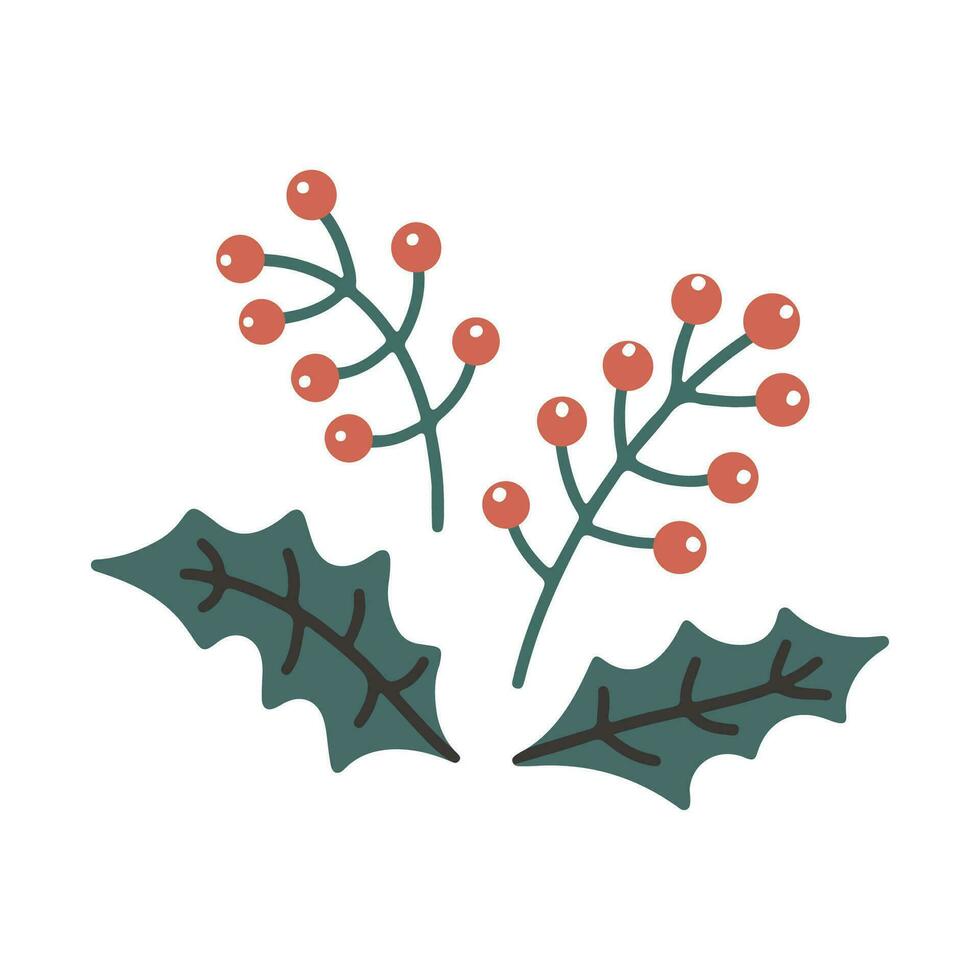 vector hand- getrokken Kerstmis hulst BES icoon geïsoleerd Aan wit achtergrond. decoratief tekening Kerstmis element. hulst bladeren en BES voor winter nieuw jaar ontwerp, overladen en hartelijk groeten. Kerstmis sjabloon