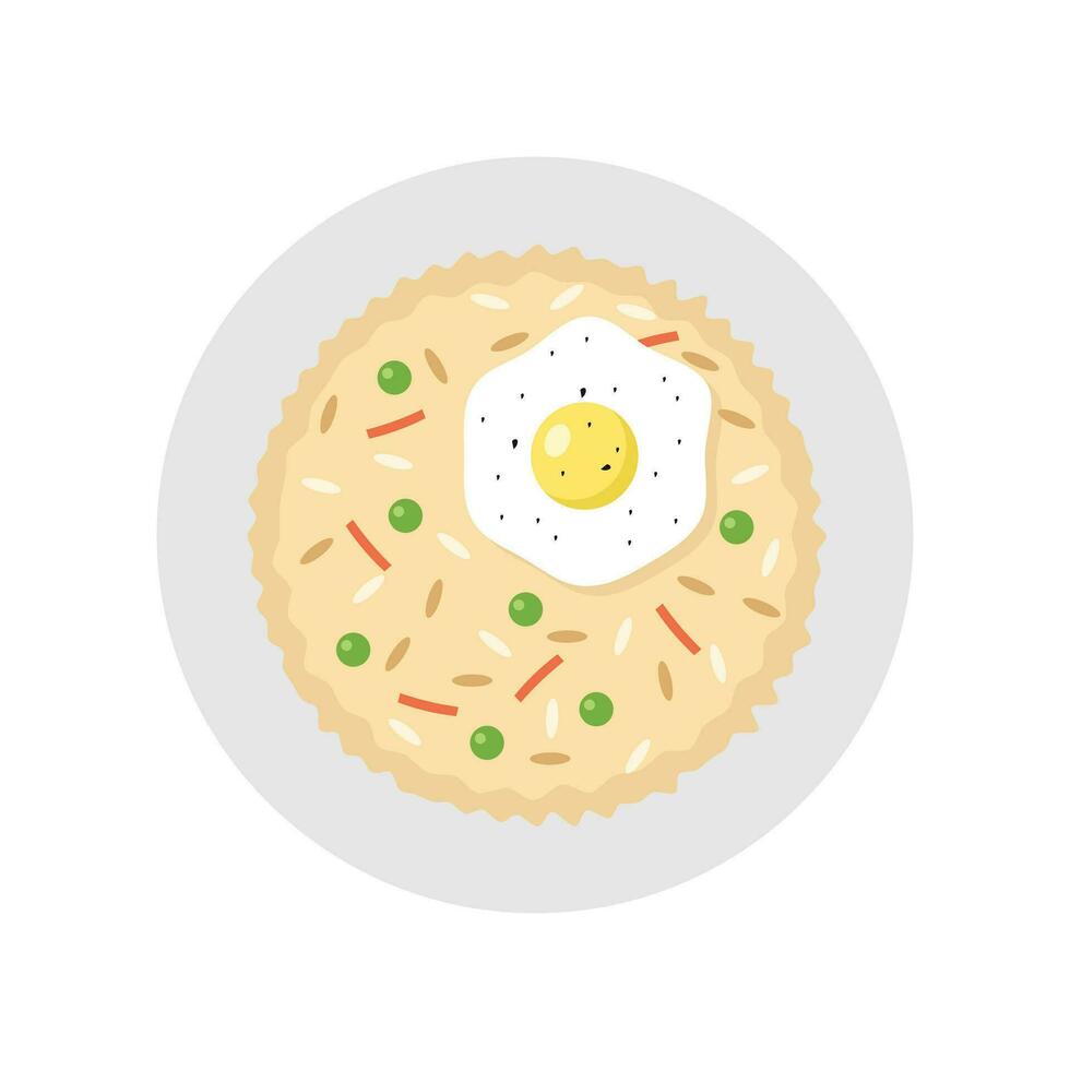 vlak illustratie van gebakken rijst- - nasi goreng. voedingsmiddelen en drankjes dagelijks illustratie. vector