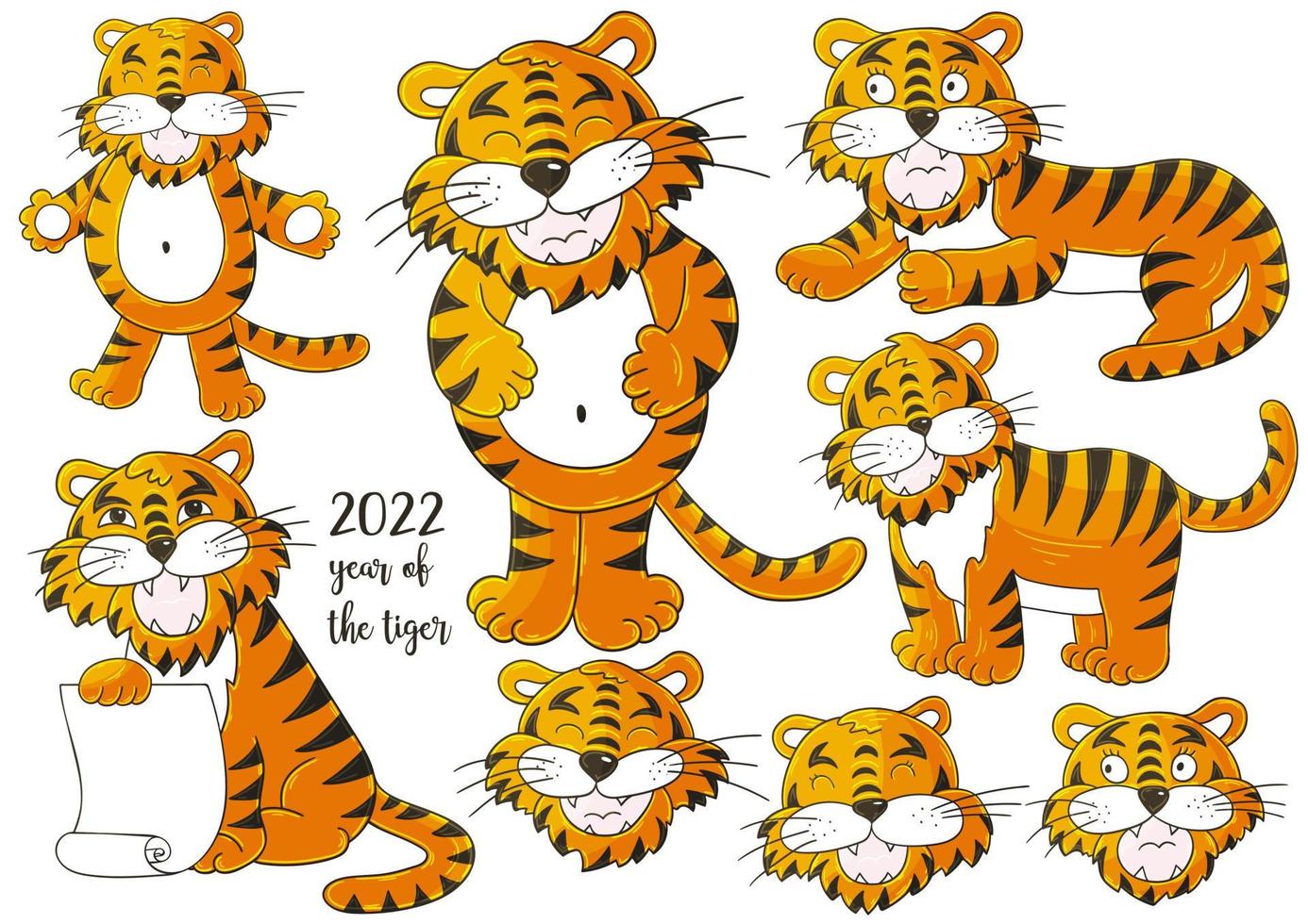 nieuwjaar 2022. cartoonillustratie voor ansichtkaarten, kalenders, posters vector