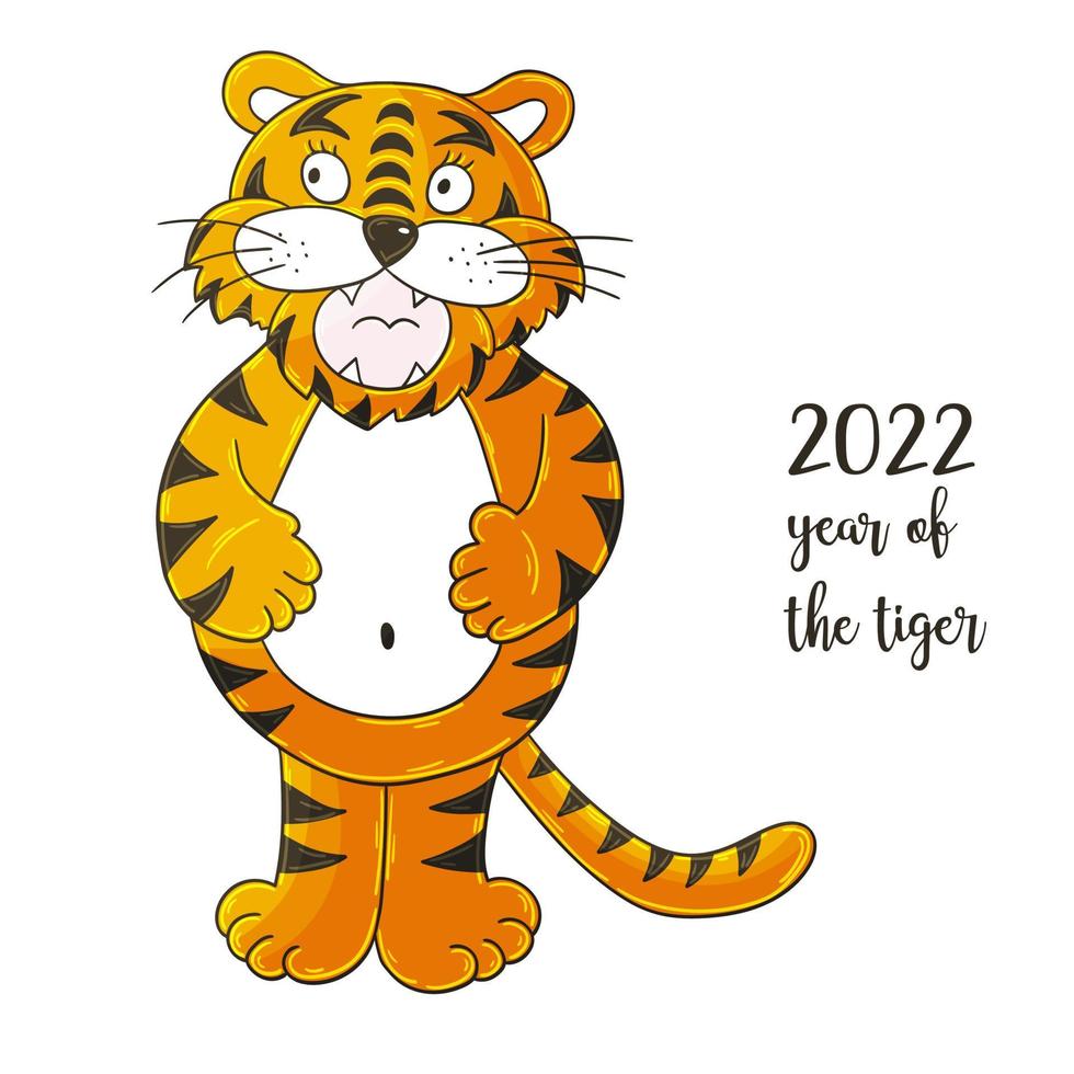 nieuwjaar 2022. cartoonillustratie voor ansichtkaarten, kalenders, posters vector