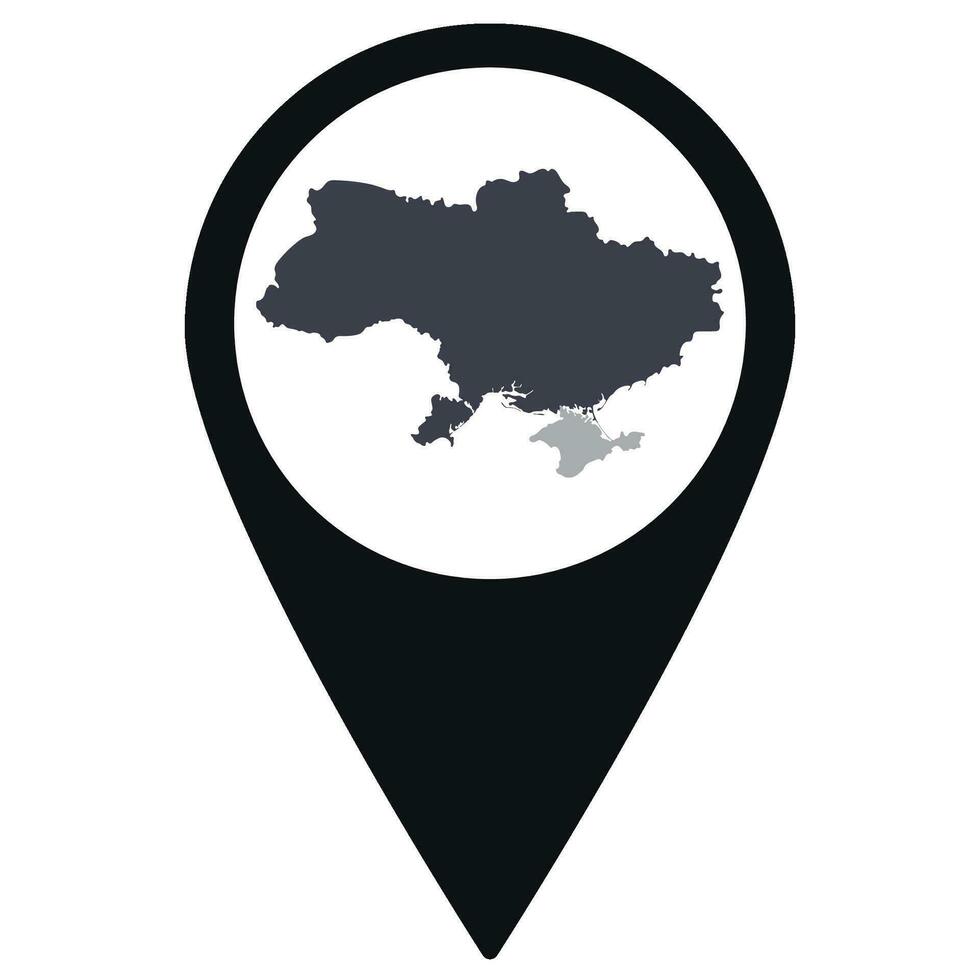zwart wijzer of pin plaats met Oekraïne kaart binnen. kaart van Oekraïne vector
