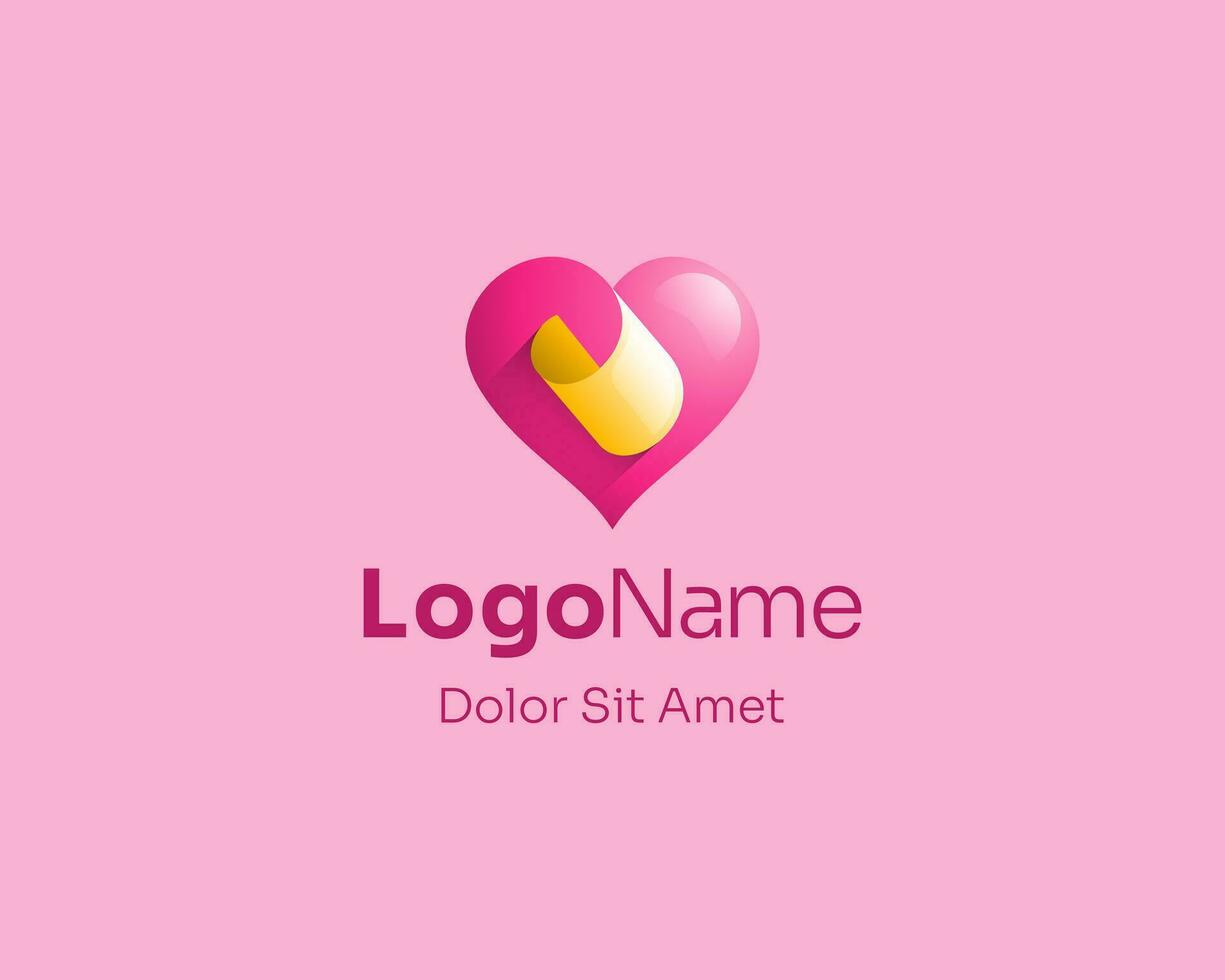 gemakkelijk roze hart liefde logo helling vector