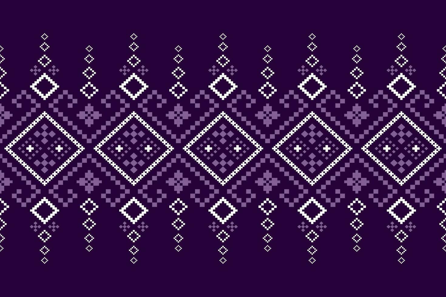 Purper kruis steek traditioneel etnisch patroon paisley bloem ikat achtergrond abstract aztec Afrikaanse Indonesisch Indisch naadloos patroon voor kleding stof afdrukken kleding jurk tapijt gordijnen en sarong vector