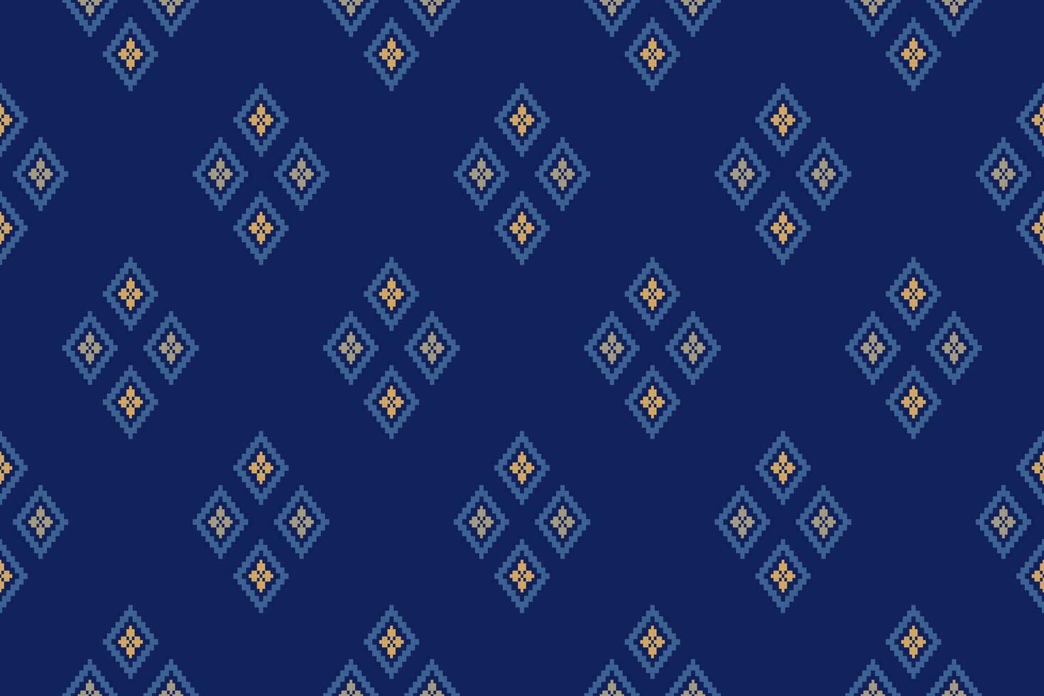 indigo marine blauw meetkundig traditioneel etnisch patroon ikat naadloos patroon grens abstract ontwerp voor kleding stof afdrukken kleding jurk tapijt gordijnen en sarong aztec Afrikaanse Indisch Indonesisch vector