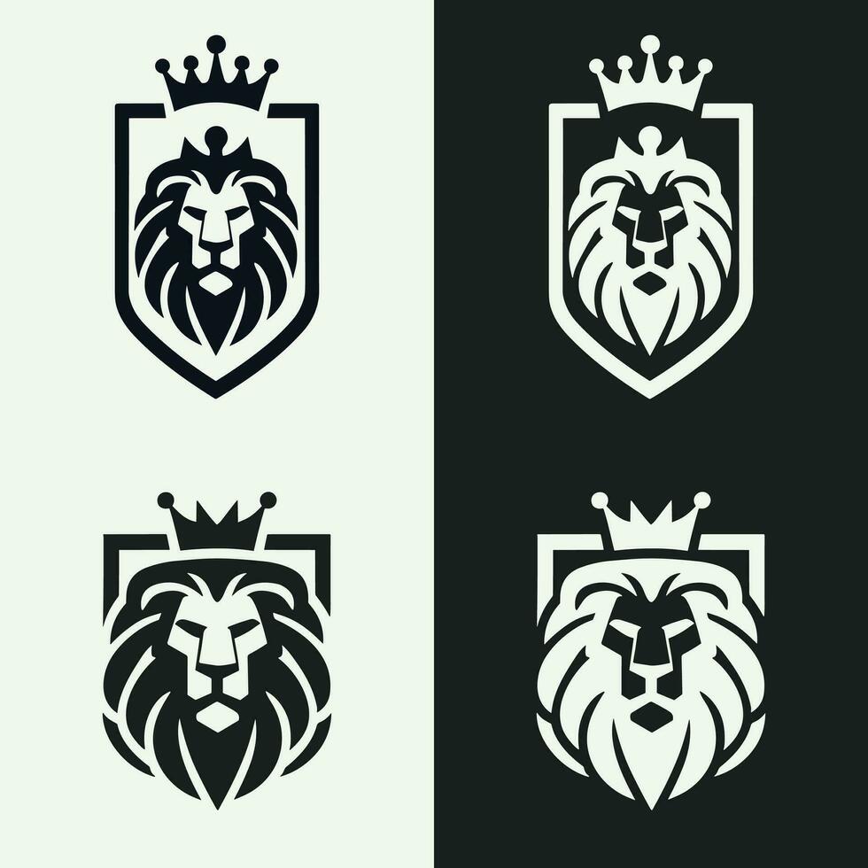 leeuw koning kroon zwart leeuw logo minimaal logo Koninklijk koning vector