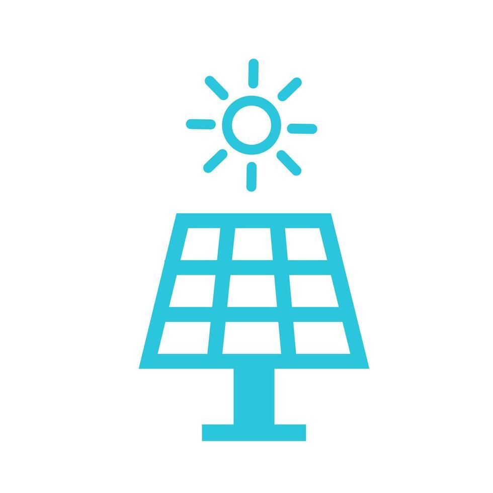 zonne- stroom, zon energie paneel. macht energie icoon. van blauw icoon set. vector