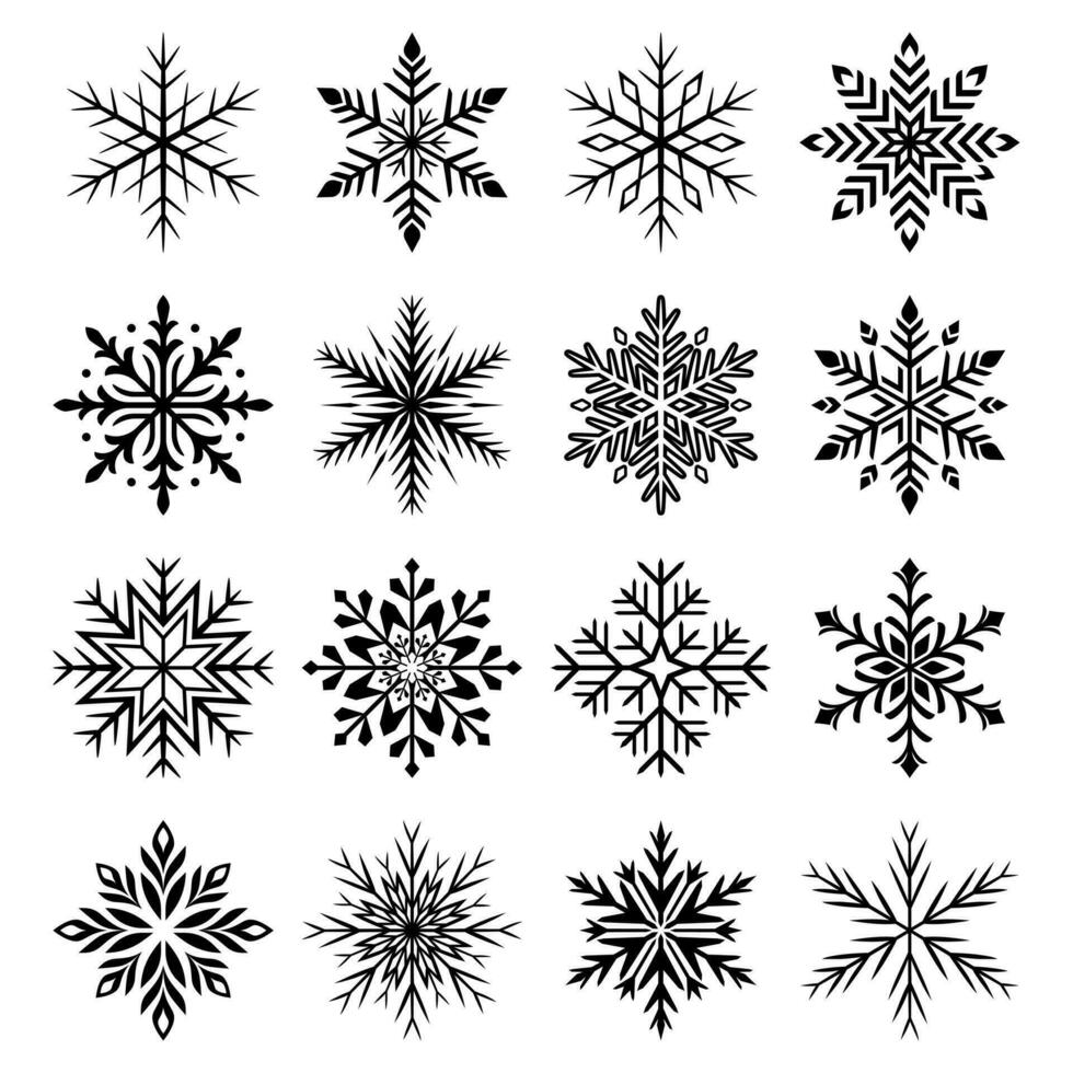 sneeuwvlok teken symbool pictogrammen zwart kleur vector