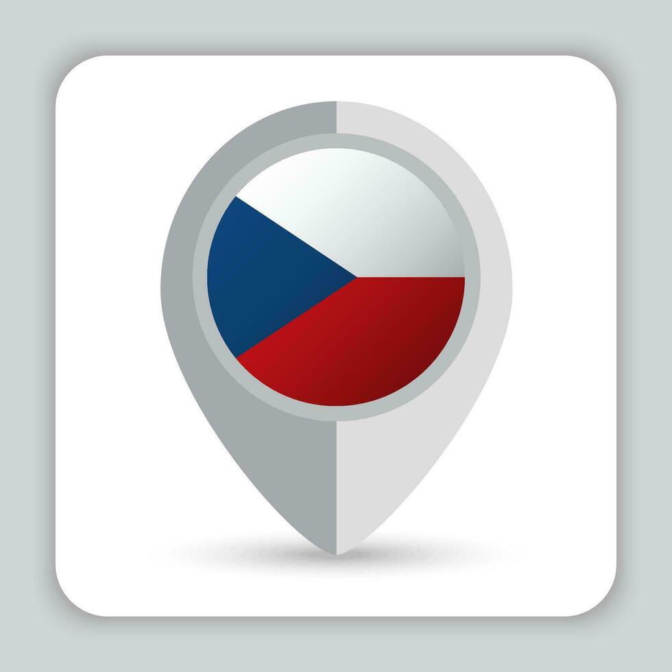 Tsjechisch republiek vlag pin kaart icoon vector