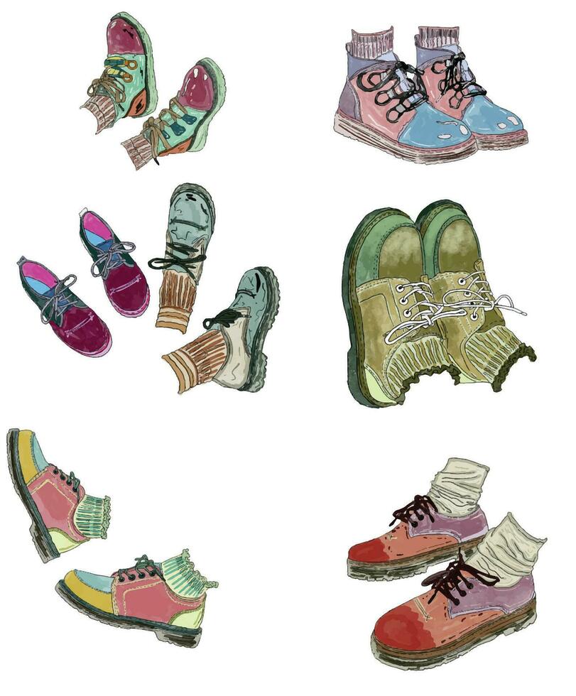 stickers pictogrammen mode sportschoenen patroon kleding winkel sport reizen schoenen vector