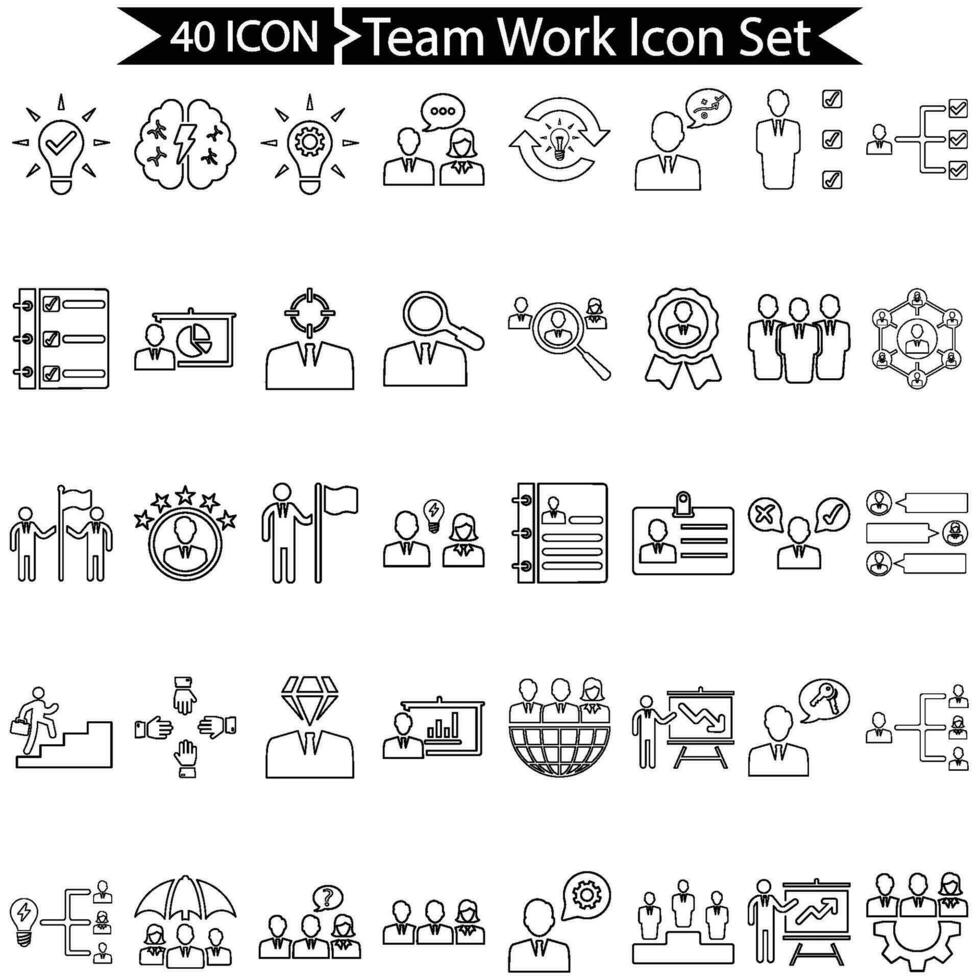 team werk lijn icoon reeks vector