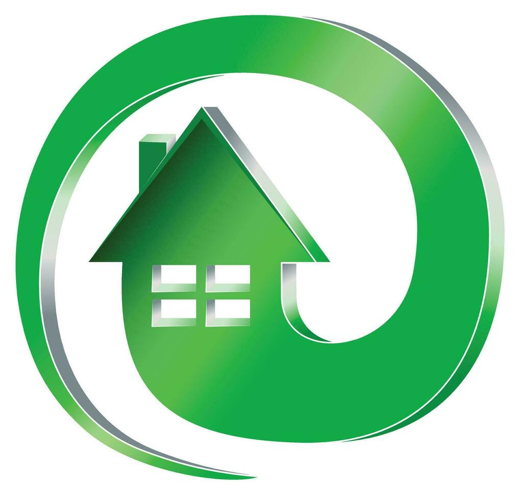 clip art van groen huis symbool binnen e-mail symbool vector