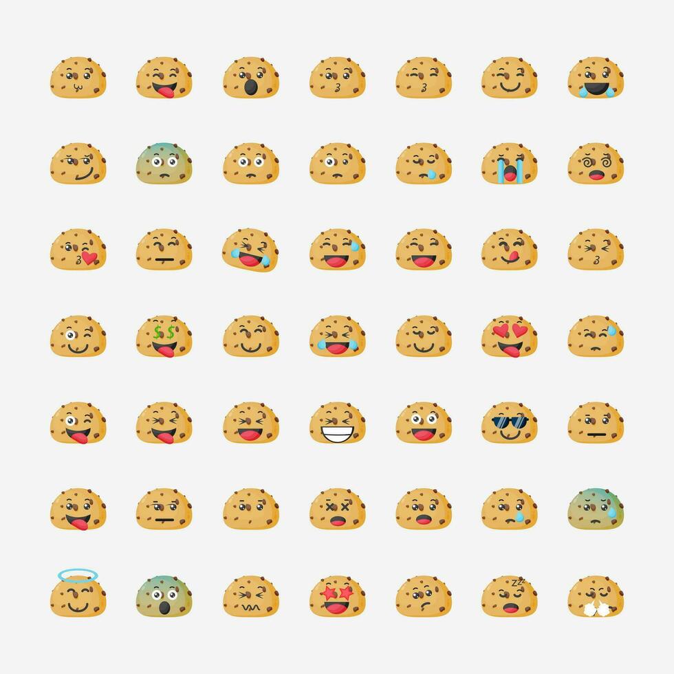 schattig koekje met emoticons vector icoon illustratie