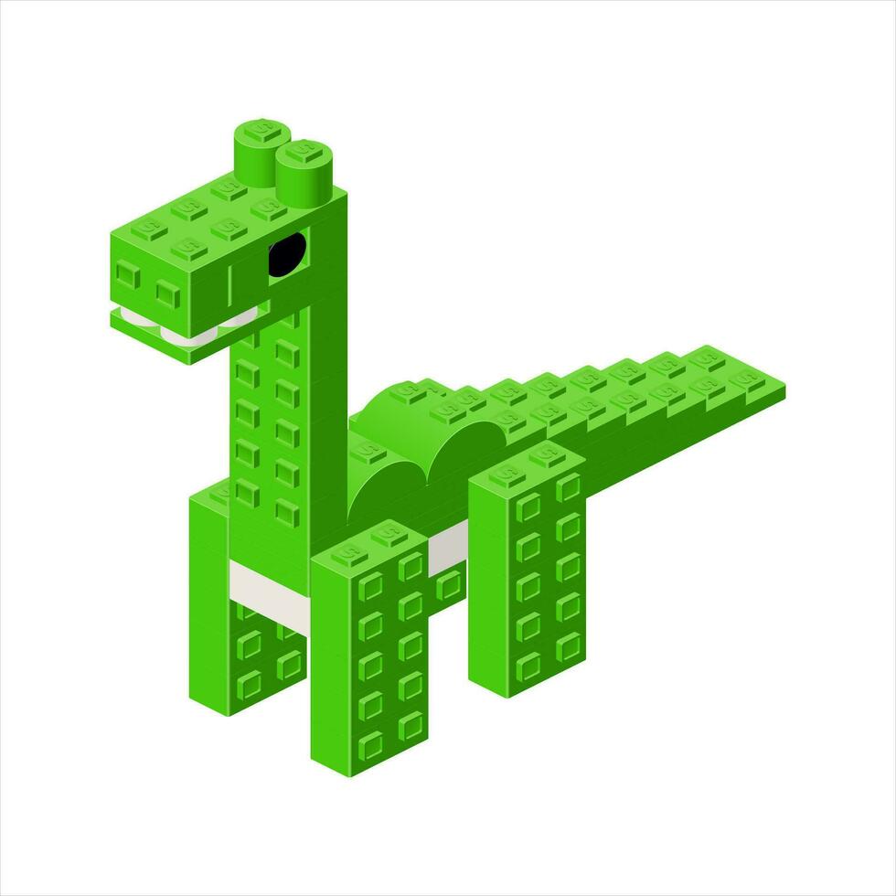 groen brontosaurus in isometrie. vector